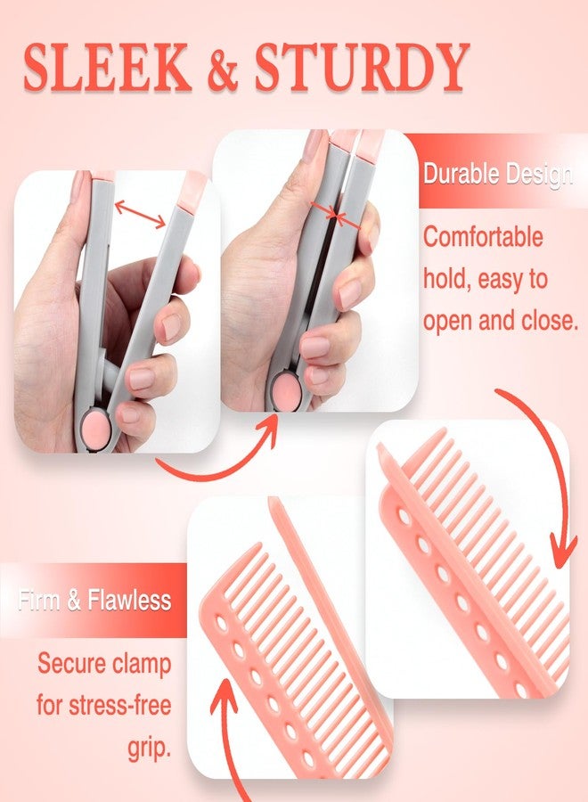 Brvlsoc DIY Salon V-Shaped Hair Straightening Comb – 2PCS Hair Styling Brush Set for Smoothing & Straightening, Portable Hairdressing Tool (Pink) - Image 3